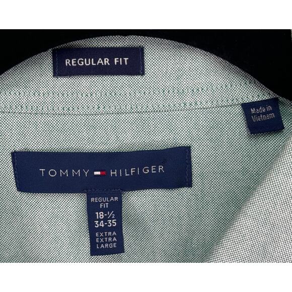 Tommy Hilfiger Green Button Long Sl Shirt 18 1/2 sleeve 34/35 XXL Reg Fit NWT - Picture 3 of 7
